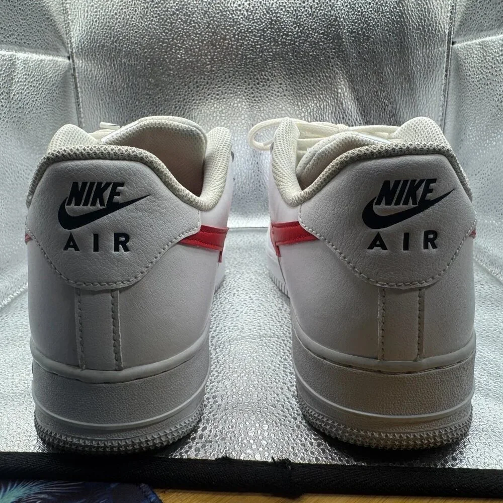Size 12 Nike Air Force 1 LV8 Euro Tour White Red Mens Lace-Up Sneaker CW7577-100